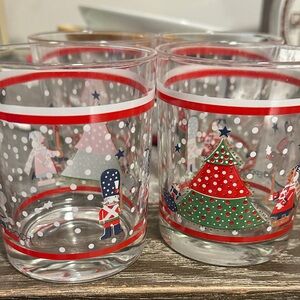 Festive Christmas Glasses Set Nutcracker 4 glasses